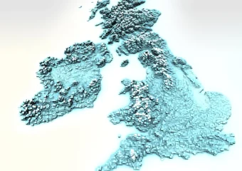 UK Topographic Map made from cubes